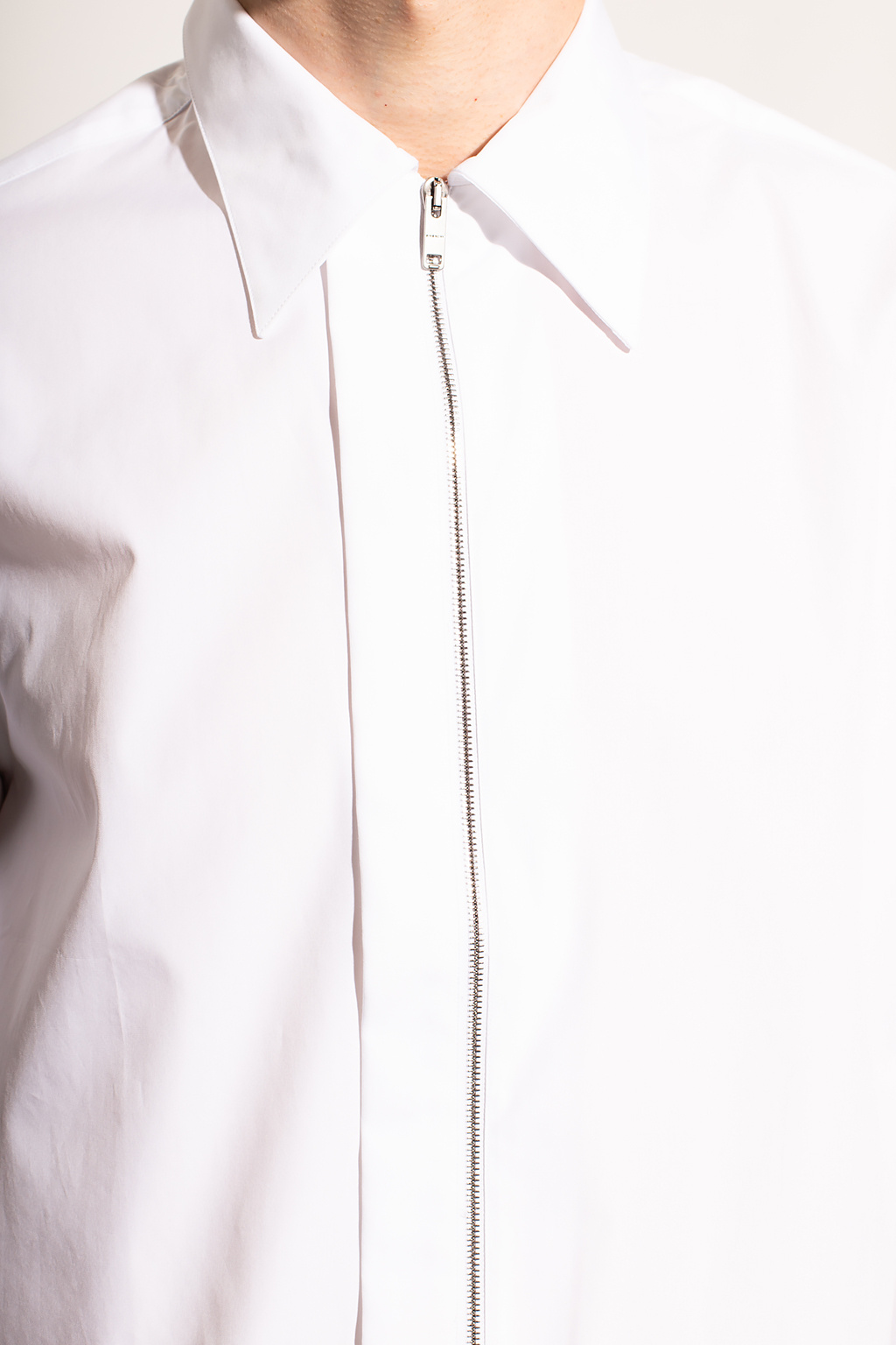 White zip up online shirt